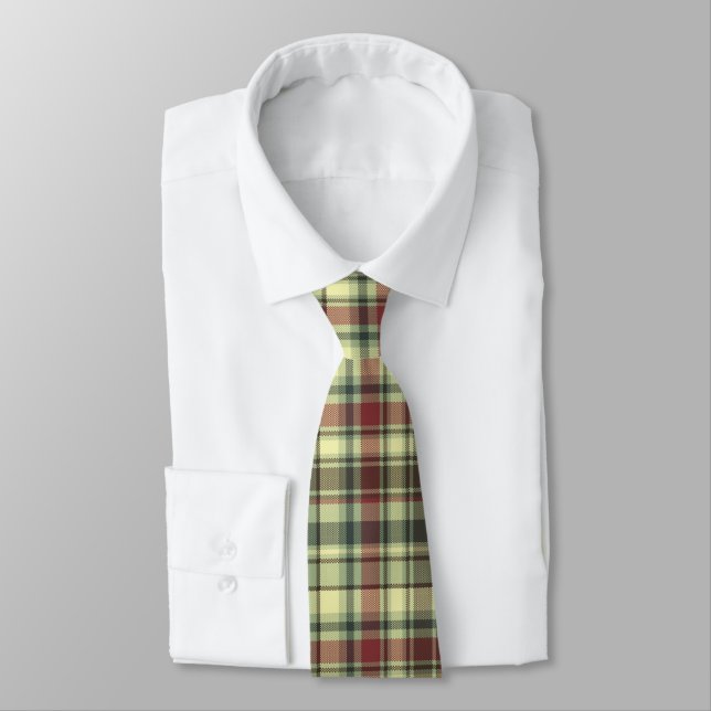 Corbata Cuadros Verdes Amarillos Y Rojos (Atado)