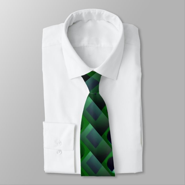 Corbata Cuadros verdes oscuros o rayas transversales. (Atado)