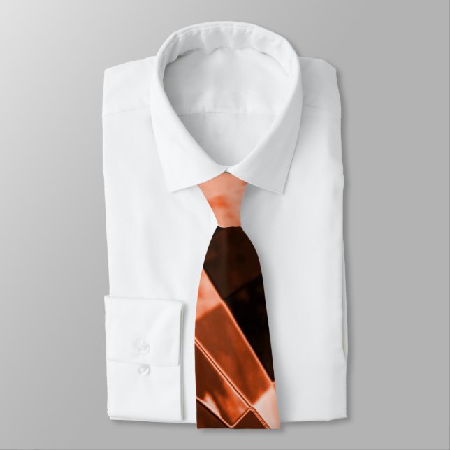 Corbata Cuadros y rectángulos de coral inclinados y alguno (Atado)