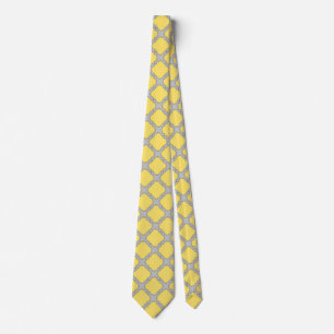 Corbata Cuatrefoil amarillo y gris