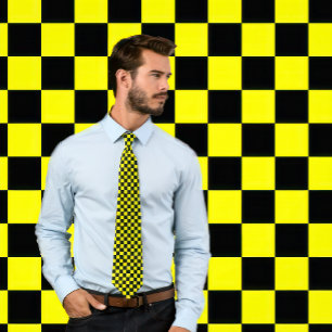 Corbata Cuchillo de tablero de ajedrez amarillo y negro