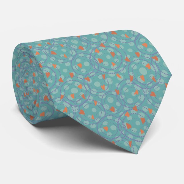Corbata Cuello de diseño verde y Naranja dibujado a mano (Enrollado)