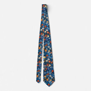 Corbata Cuello de impresión de color azul botánico para ho