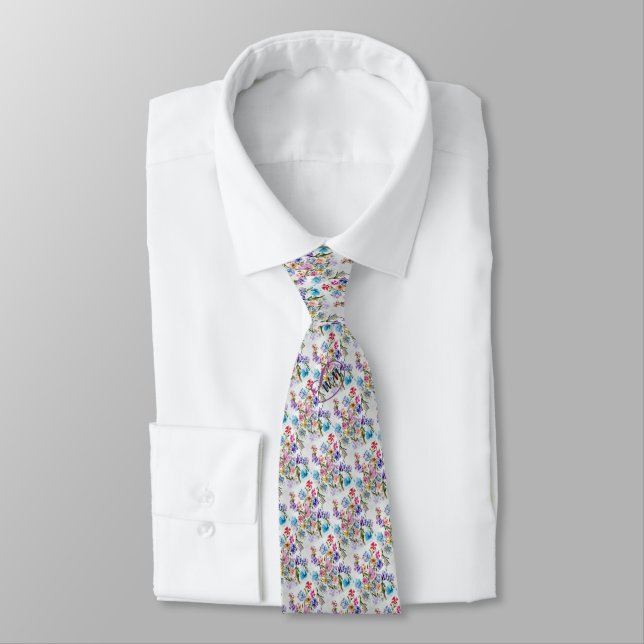 CORBATA CUELLO DE MODA FLORAL BLANCO (Atado)
