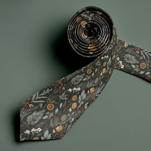 Corbata Cuello de patrón de vacaciones botánicas con monog