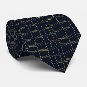 Corbata Cuello de patrón negro de oro geométrico