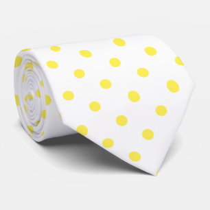 Corbata Cuello de puntos de polka amarillo y blanco