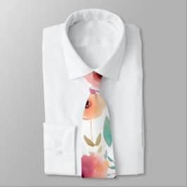 Corbata Cuello floral de color azul y melocotón