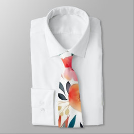 Corbata Cuello floral de color naranja y color de arena