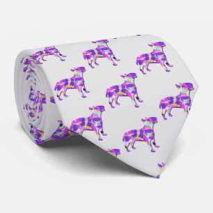Corbata Cuello gris de luz morada de la silueta de perro d