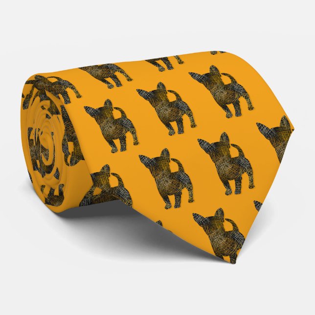 Corbata Cuello Naranja de Chihuahua Dog Silhouette Hallowe (Enrollado)