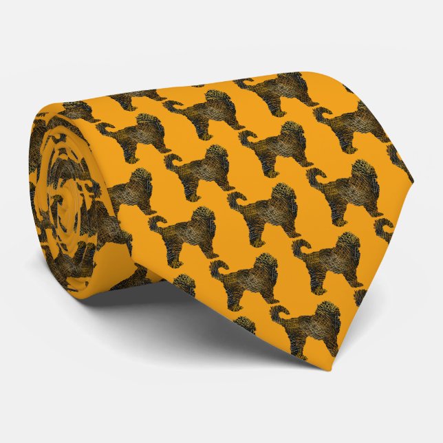 Corbata Cuello Naranja de Cockapoo Dog Silhouette Hallowee (Enrollado)