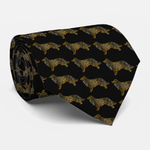 Corbata Cuello negro de silueta de perro collie de borde H