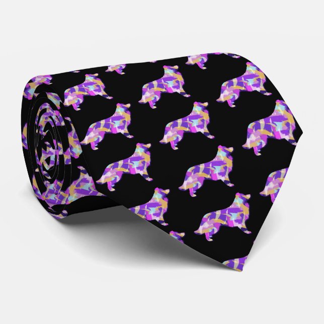Corbata Cuello negro morado de perro collie borde (Enrollado)