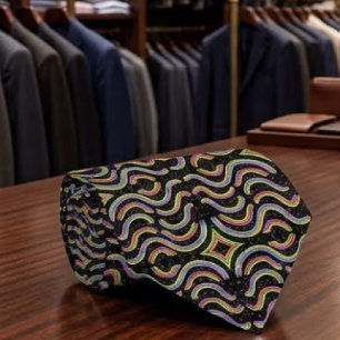 Corbata Cuerda de cuerda de colores de arcoíris patrón rep