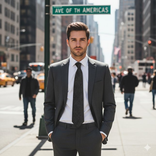 Corbata Cuerina Gris  (Sleek leather-look tie for sharp suits and standout street-to-boardroom style.)
