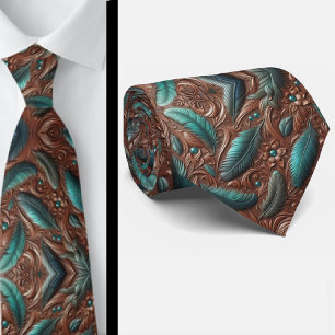 Corbata Cuerina Marrón Occidental con Herramientas de Plum