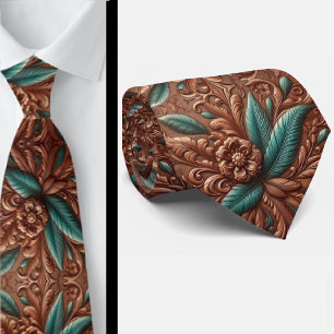 Corbata Cuerina Marrón Occidental con Herramientas de Plum