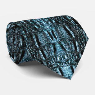 Corbata Cuero de lagarto azul