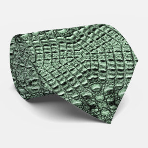 Corbata Cuero de lagarto verde