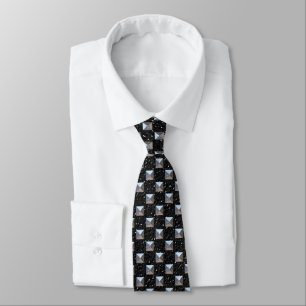 Corbata Cuero negro con ataduras Metalizado