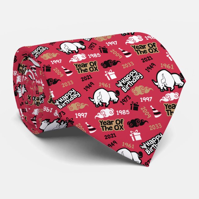 Corbata Cumpleaños chino - Nacido en el año del sexo ox (Enrollado)