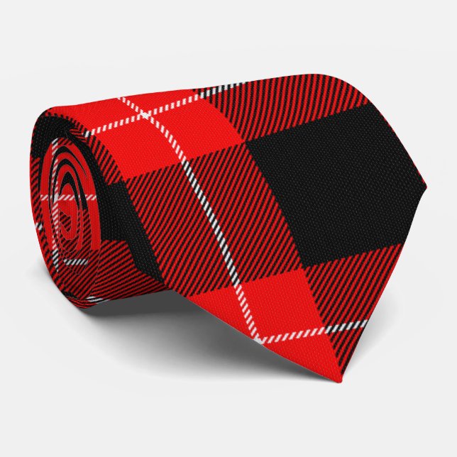 Corbata Cunningham Tartan Red Black Plaid (Enrollado)
