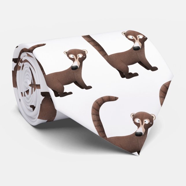 Corbata Curioso ilustracion personalizado de coatimundi (Enrollado)