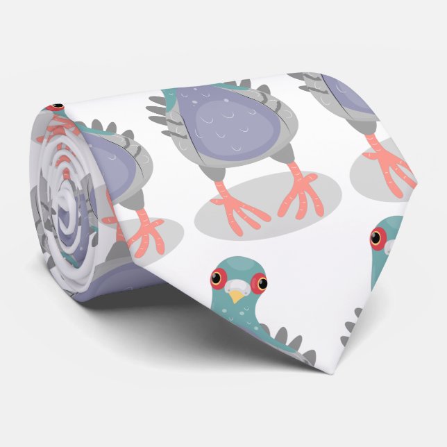 Corbata Curioso ilustracion personalizado de palomas (Enrollado)