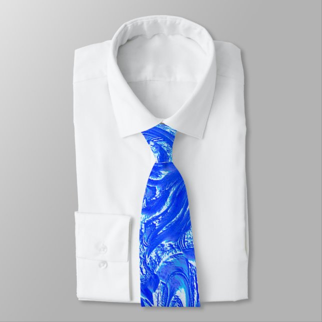 Corbata Curva a rastros de grano, textura azul transparent (Atado)