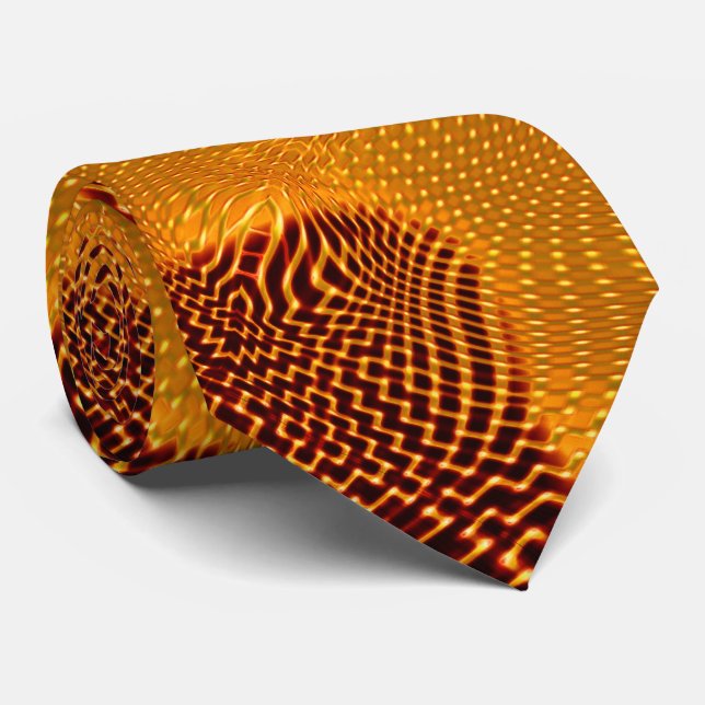 Corbata Curva laranja e pontos dourados sobre fundo marrom (Enrollado)