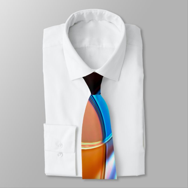 Corbata Curvas torcidas en naranja azul y acrílico (Atado)