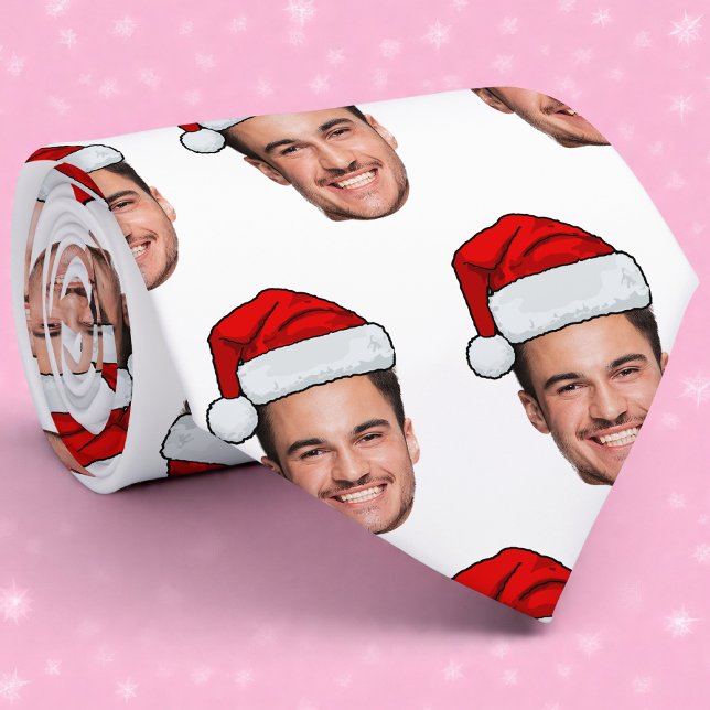 Corbata Custom Face Photo Santa Hat Christmas (Subido por el creador)