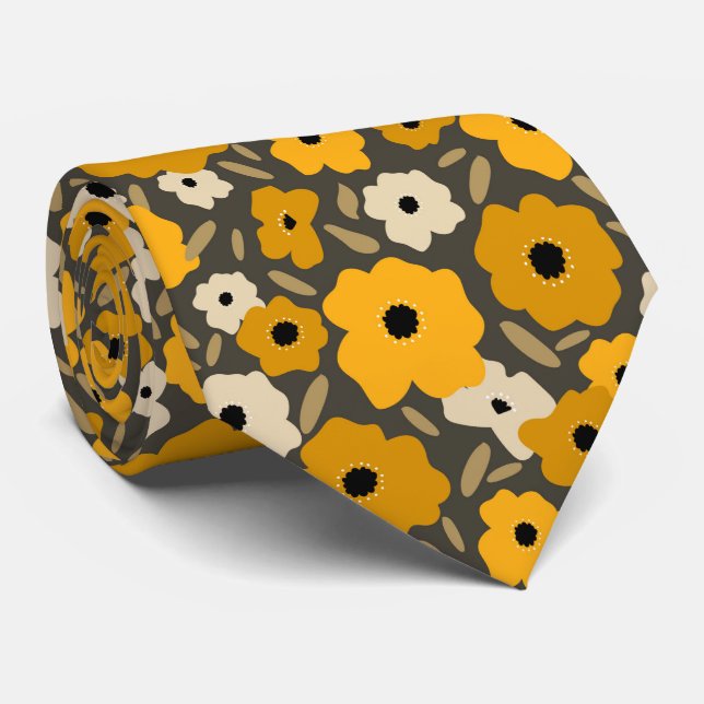 Corbata Customizable Scandinavian Doodle flower (Enrollado)