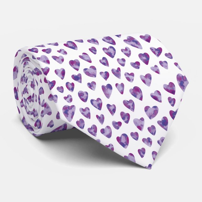 Corbata Cuta acuarela Patrón de corazón de amor (Enrollado)