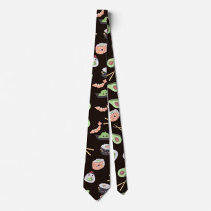 Corbata Cute Black Sushi pattern