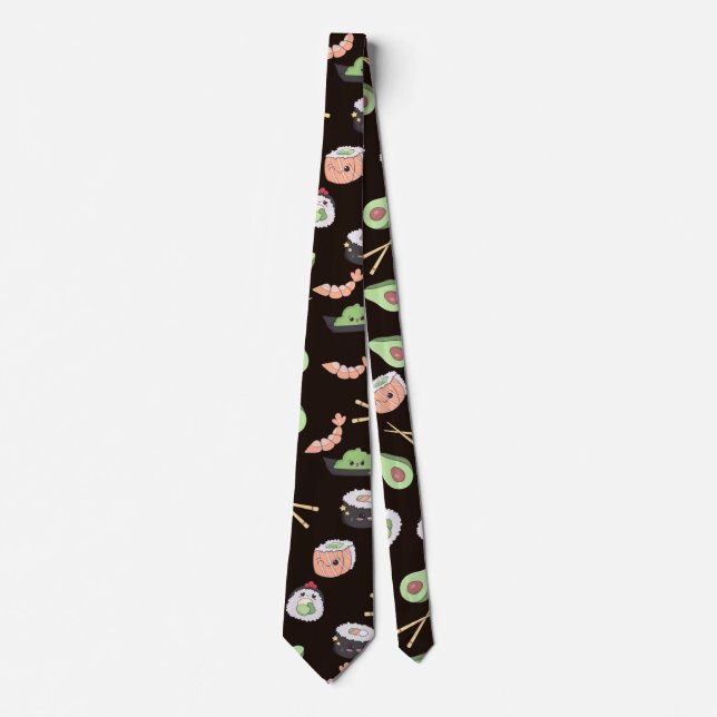 Corbata Cute Black Sushi pattern  (Anverso)