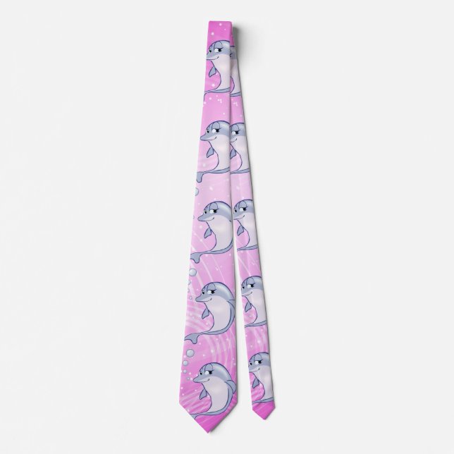 Corbata Cute Blue Dolphin Graphic (Anverso)