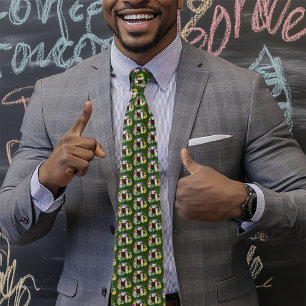 Corbata Cute Chocolate Sable Ferret Floral Verde