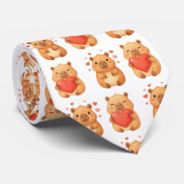 Corbata Cute Corazones Personalizados de Acuarela Capybara