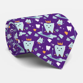 Corbata Cute Dentista Dental Hygienist Tooth Pattern Purpl