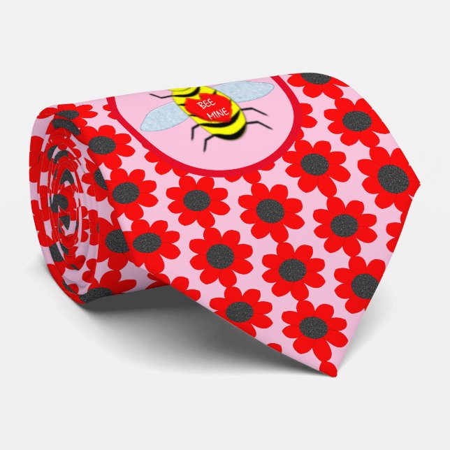 Corbata Cute Día de San Valentín Bee (Enrollado)