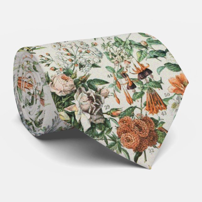 Corbata Cute Floral Botanical Drawing by Adolphe Millot (Enrollado)