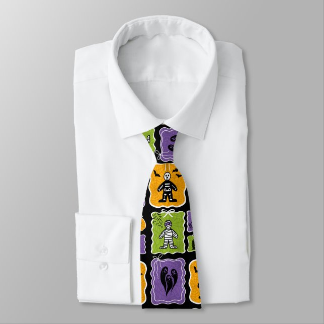 Corbata Cute Halloween Characters Mummies And Skeletons (Atado)