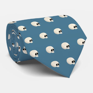 Corbata Cute Kawaii Halloween Skull Polka puntos azul páli