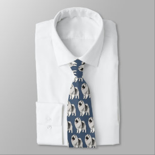 Corbata Cute Keeshond Cartoon Dog Pattern Keesies