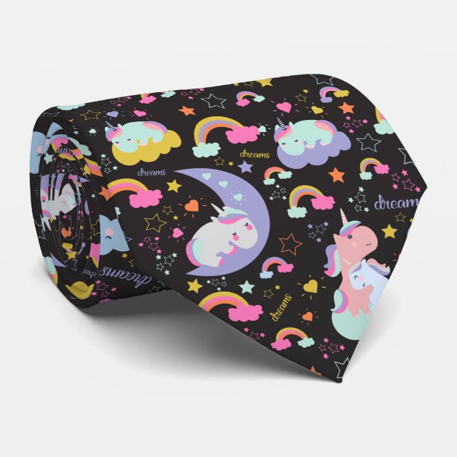 Corbata Cute magical dreams unicorn pattern (Enrollado)