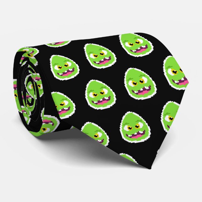Corbata Cute monstruo de huevo pixelado (Enrollado)