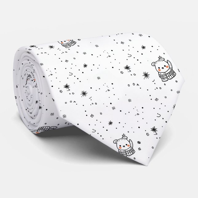Corbata Cute Oso Polar Copo de Nieve de Invierno (Enrollado)