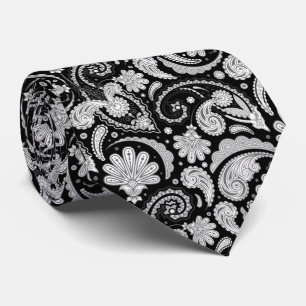 Corbata Cute patrones de cachemira vintage en blanco y neg